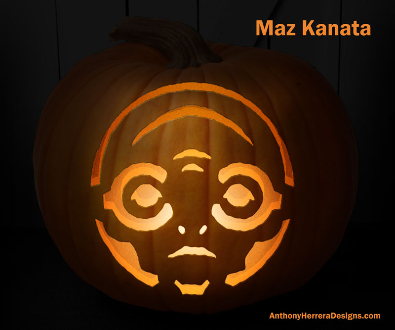 12 free Star Wars pumpkin carving templates from Anthony Herrera, including Maz Kanata | cool mom tech